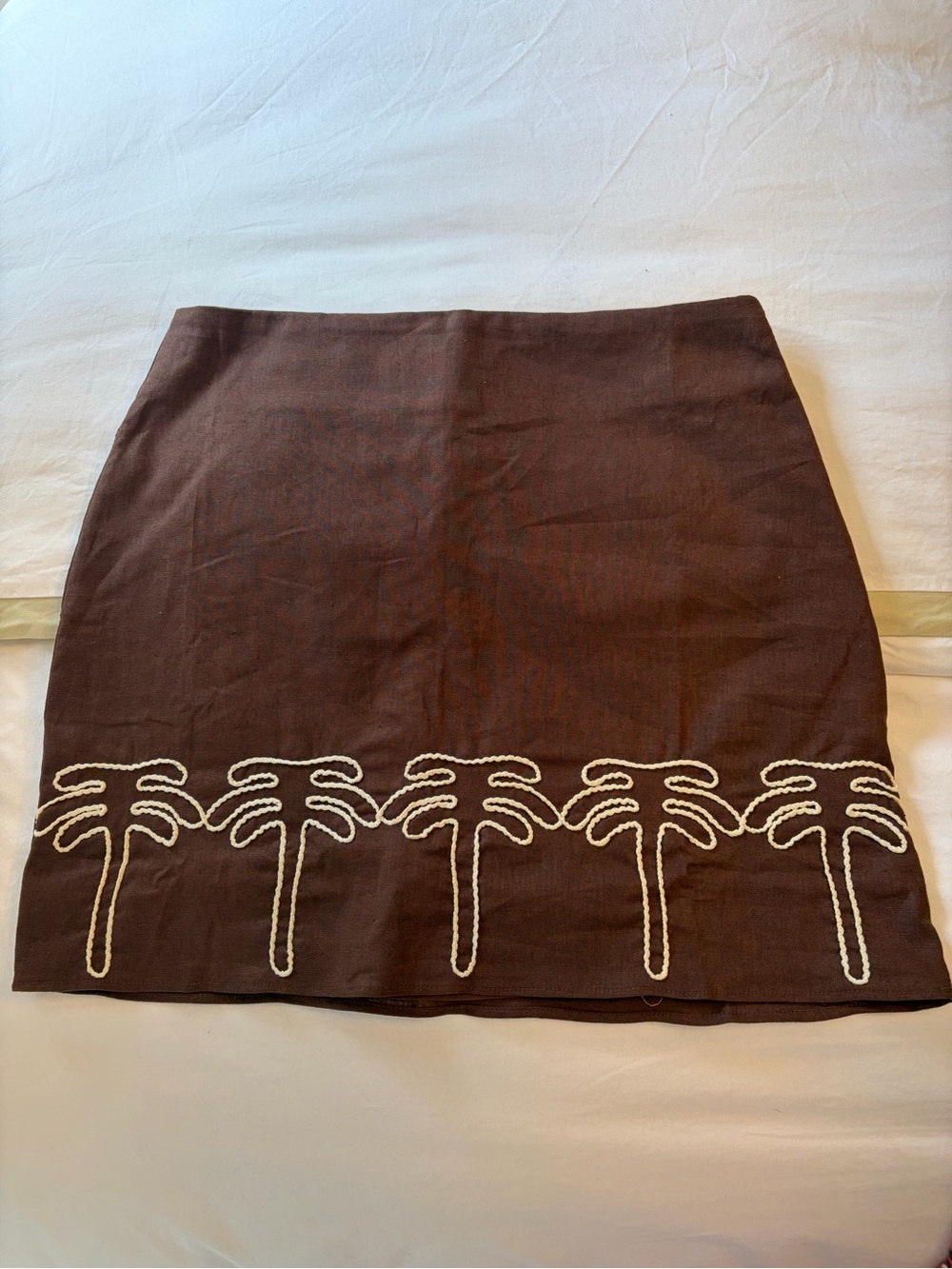 Hyacinth House Brown Palm Tree Embroidered Mini Skirt Size Small S - Picture 5 of 5
